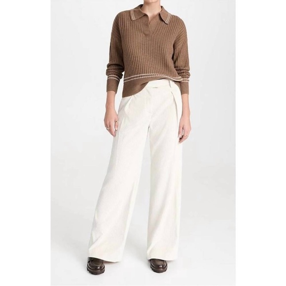 Rag & Bone Monti V-Neck Polo Extra Fine Merino Wool Long Sleeve Sweater Size S
